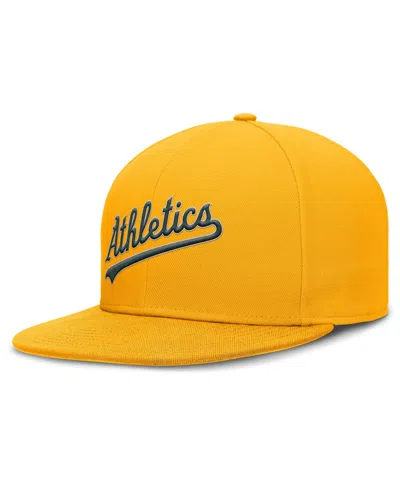 Nike Oakland Athletics Fitted Flat Bill True Baseball Cap In Yellow