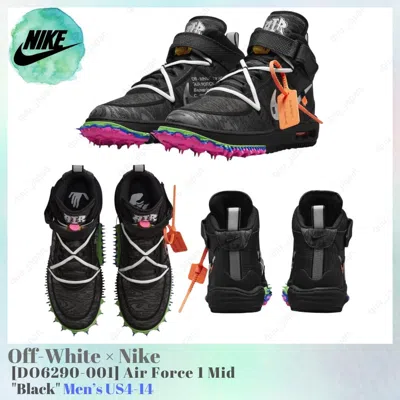 Pre-owned Nike Off-white ×  Air Force 1 Mid Black Do6290-001 Men's Us4-14