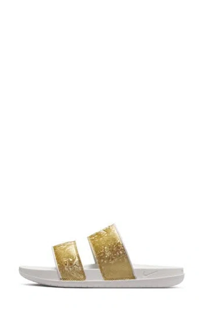 Nike Offcourt Duo Strap Slide Sandal In Metallic Gold/phantom