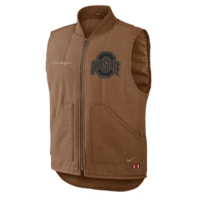 Nike Ohio State Academic  Men's College Padded Full-zip Vest In Brown