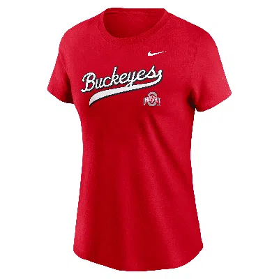 Nike Ohio State Athletic Prep Arch Local Script  Women's College T-shirt In Red