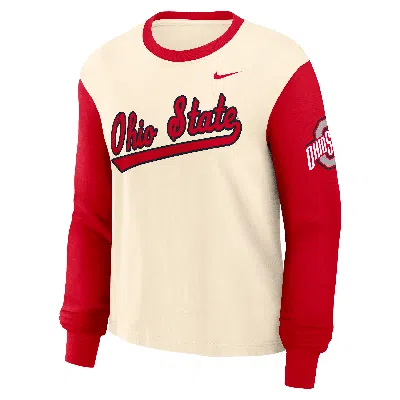 Nike Ohio State Buckeyes Boxy  Women's College Long-sleeve T-shirt In Brown