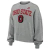 Nike Women's Heather Gray Ohio State Buckeyes Legacy Fleece Classic Arch Oversized Cropped Pullover Sweat In Grey