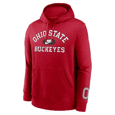 Nike Ohio State Buckeyes Legacy Club Foundational  Men's College Pullover Hoodie In Red