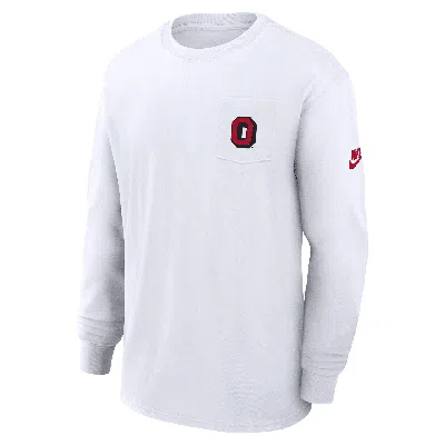 Nike Ohio State Buckeyes Legacy Max90 Pocket  Men's College Long-sleeve T-shirt In White