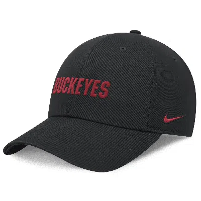 Nike Ohio State Buckeyes On-field Club  Unisex Dri-fit College Adjustable Hat In Black