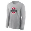 Nike Men's Heather Gray Ohio State Buckeyes Primary Logo Long Sleeve T-shirt In Grey