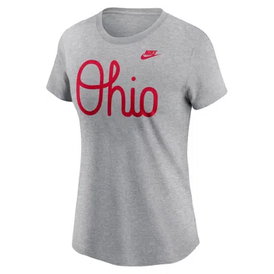 Nike Ohio State Buckeyes Retro Script  Women's College T-shirt In Grey