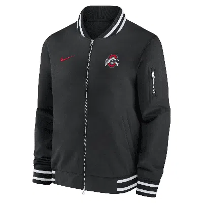 Nike Ohio State Buckeyes Sideline  Men's College Full-zip Bomber Jacket In Black