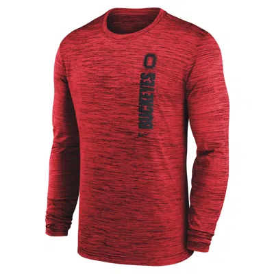 Nike Ohio State Buckeyes Sideline Velocity  Men's Dri-fit College Long-sleeve T-shirt In Red