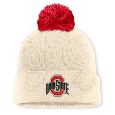 Nike Ohio State Campus Prep Script  Unisex College Cuffed Pom Beanie In Brown