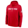 Nike Ohio State Club 2-hit Nickname  Men's College Pullover Hoodie In Red