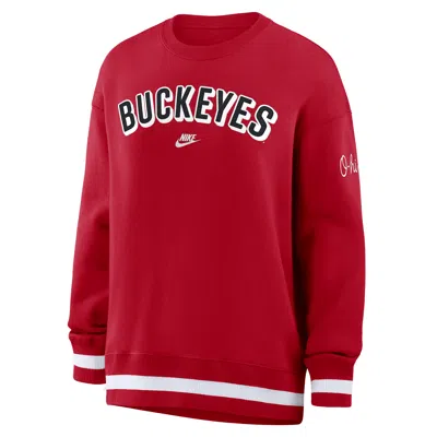Nike Ohio State Legacy Phoenix  Women's College Oversized Pullover Crew In Red