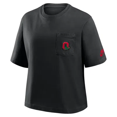 Nike Ohio State Legacy Pocket Boxy  Women's College T-shirt In Black