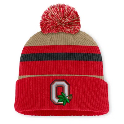 Nike Ohio State Legacy Striped  Unisex College Cuffed Pom Beanie In Brown