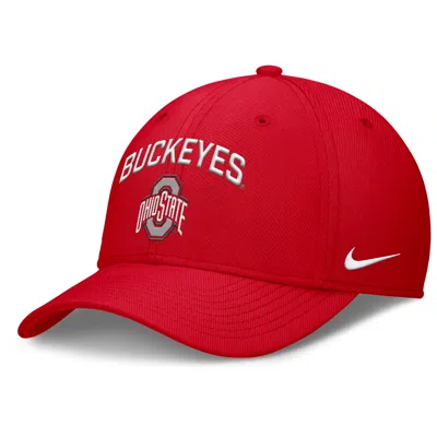 Nike Ohio State On-field Rise Swoosh  Men's Dri-fit College Hat In Red