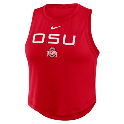 Nike Ohio State One  Women's Dri-fit Cropped Tank Top In Red
