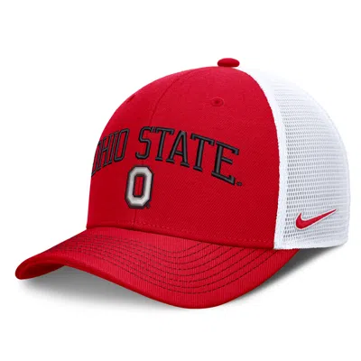 Nike Ohio State Primetime Arched  Unisex Dri-fit College Trucker Adjustable Hat In Red