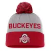 Nike Men's Gray/scarlet Ohio State Buckeyes Primetime Peak Cuffed Knit Pom With Hat In Gray