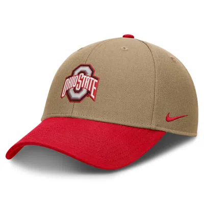 Nike Ohio State Primetime Rise  Unisex Dri-fit College Trucker Adjustable Hat In Brown