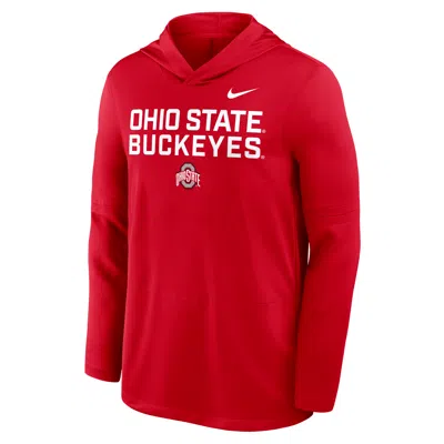 NIKE OHIO STATE SIDELINE  MEN'S DRI-FIT COLLEGE LONG-SLEEVE HOODED TOP,1015864719