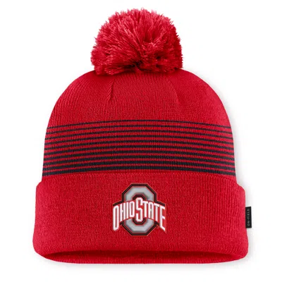 Nike Ohio State Sideline Peak  Unisex College Cuffed Pom Beanie In Red