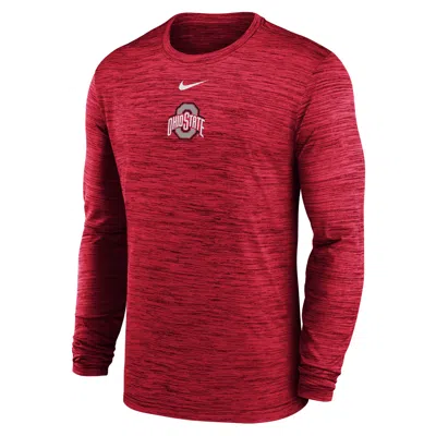 Nike Ohio State Sideline Velocity  Men's Dri-fit College Long-sleeve T-shirt In Burgundy