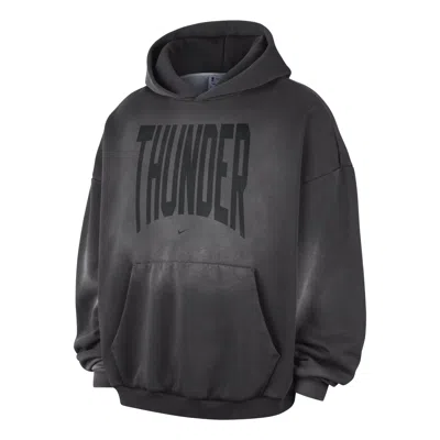 Nike Oklahoma City Thunder Standard Issue Therma-fit Fleece Hoodie 'dark Charcoal White' In Multi