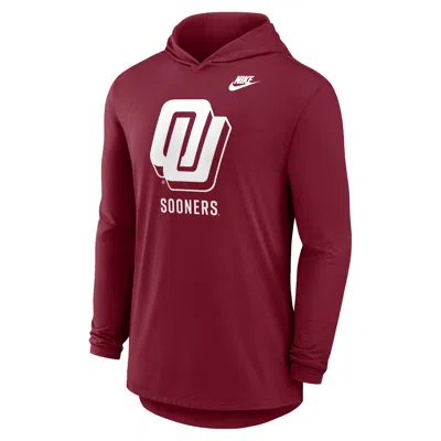 Nike Oklahoma Legacy  Men's Dri-fit College Long-sleeve Hooded T-shirt In Red