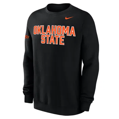 Nike Oklahoma State Club Fleece  Men's College Crew-neck Sweatshirt In Black