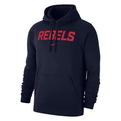 Nike Ole Miss Club Fleece  Men's College Pullover Hoodie In Blue