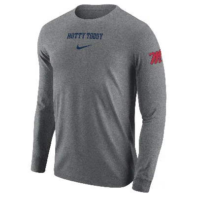 Nike Ole Miss  Men's College Long-sleeve T-shirt In Grey