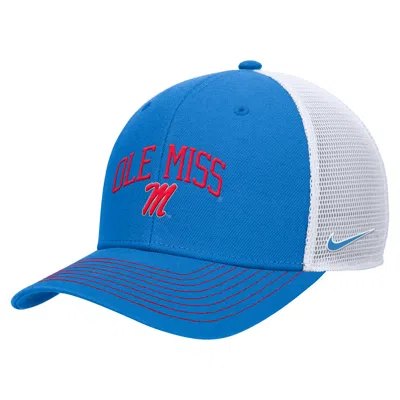 Nike Ole Miss Rise  Unisex College Trucker Adjustable Hat In Blue