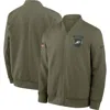 Nike Olive Philadelphia Eagles 2025 Salute To Service Sideline Full-zip Bomber Jacket In Green