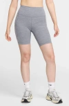 Nike Women's One High-waisted 8" Biker Shorts With Pockets In Smoke Grey/heather/black
