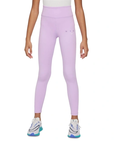 Nike Kids' One Big Girls' High-waisted Full-length Leggings In Violet Mist
