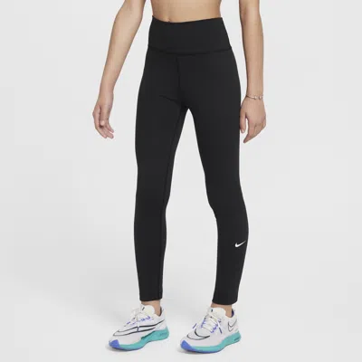 Nike One Big Kids' (girls') Dri-fit High-waisted Leggings In Black,white