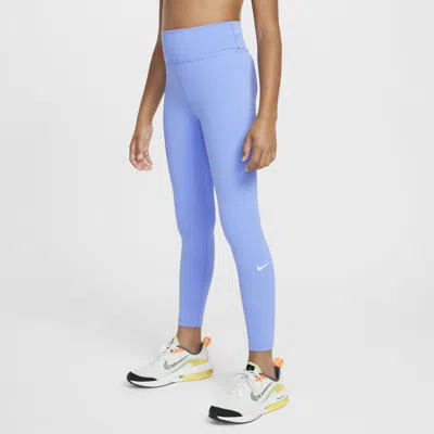 Nike One Big Kids' (girls') Dri-fit High-waisted Leggings In Blue