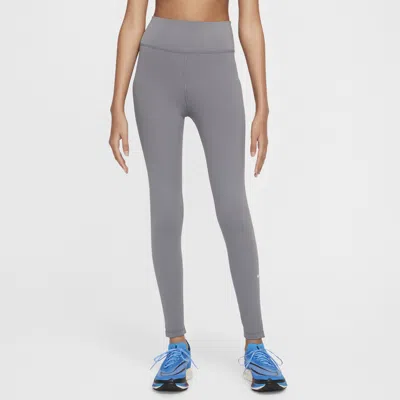 Nike One Big Kids' (girls') Dri-fit High-waisted Leggings In Grey