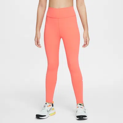 Nike One Big Kids' (girls') Dri-fit High-waisted Leggings In Orange