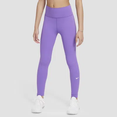 Nike One Big Kids' (girls') Dri-fit High-waisted Leggings In Purple