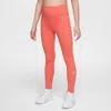 Nike One Big Kids' (girls') Dri-fit High-waisted Leggings With Pockets In Orange