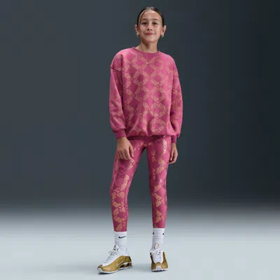 Nike One Big Kids' (girls') Dri-fit Printed Leggings In Purple