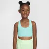 Nike One Big Kids' (girls') Long-line Sports Bra In Green Frost/white