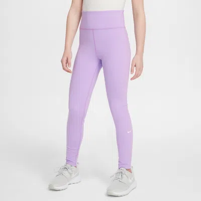 Nike One Big Kidsâ (girls') Dri-fit High-waisted Leggings In Purple
