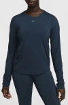 Nike Women's One Classic Dri-fit Long-sleeve Top In Armory Navy/ Black