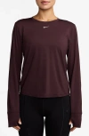 Nike One Classic Dri-fit Long Sleeve Training Top In Burgundy