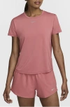 Nike Women's One Classic Dri-fit Short-sleeve Top In Canyon Pink/black