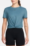 Nike One Classic Dri-fit Twist Front Top In Blue