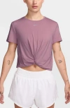 Nike One Classic Dri-fit Twist Front Top In Elemental Pink/black